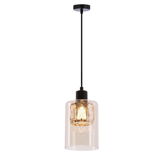 Lampa wisząca Ducato z kloszem bursztynowym pojedyncza metalowo-szklana
