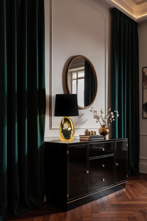 Lampka nocna Hierro ceramiczna złota z czarnym abażurem E27