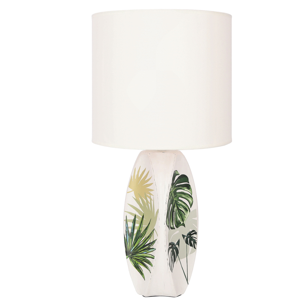 Lampka nocna Palma biała ceramiczna z abażurem rustykalna E27 Candellux