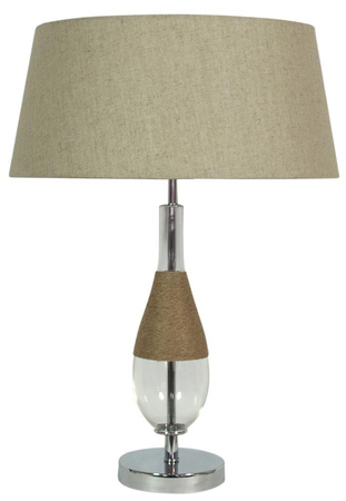 Lampka nocna Eco szklana z beżowym lnianym abażurem 41 cm