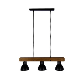 Lampa wisząca Vario potrójna nad stół czarna metalowo-drewniana 3xE27