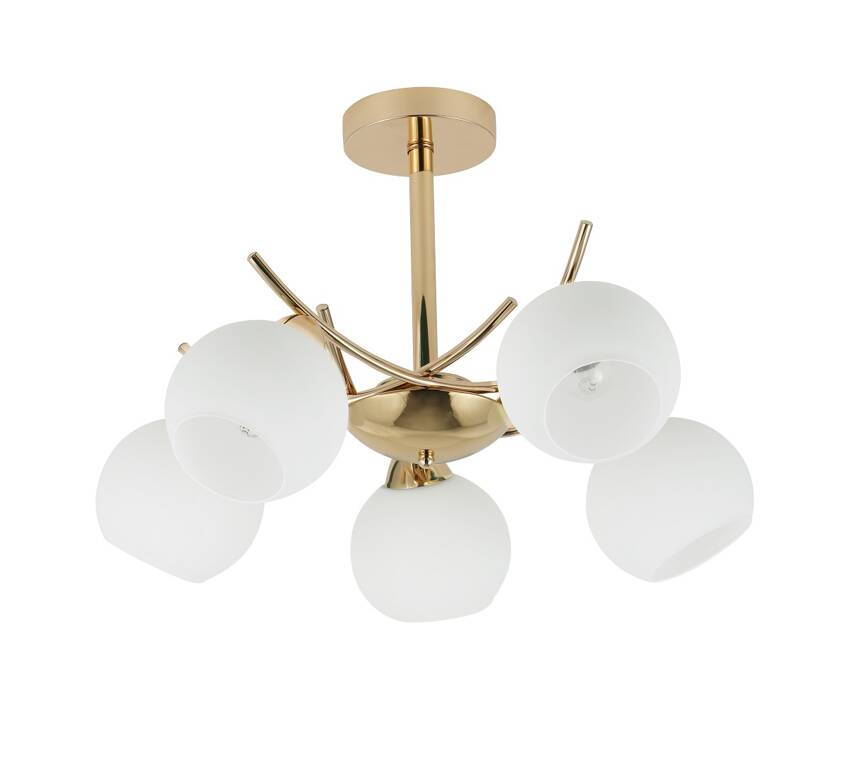 Lampa sufitowa AMOS ze szklanymi kloszami 5-punktowa do jadalni