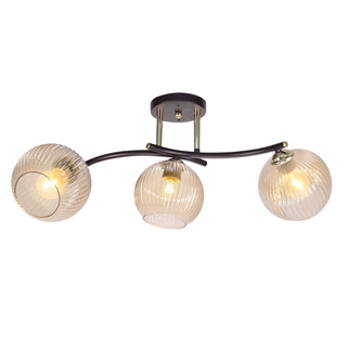Lampa wisząca Manon potrójna z kloszami szklana metalowa 3-punktowa