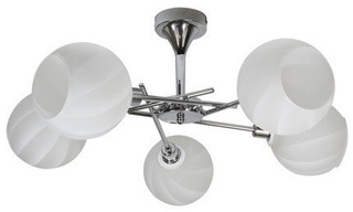 Lampa sufitowa Raul okrągła ze szklanymi kloszami 5-punktowa do salonu
