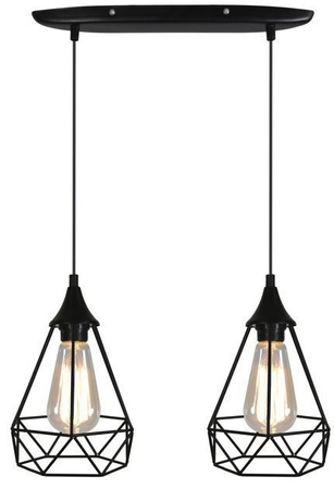 Lampa wisząca Graf czarna druciana podwójna metalowa do jadalni E27
