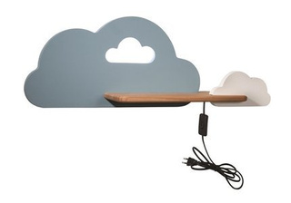 Kinkiet Cloud do pokoju dziecięcego z półką LED zintegrowany niebieski