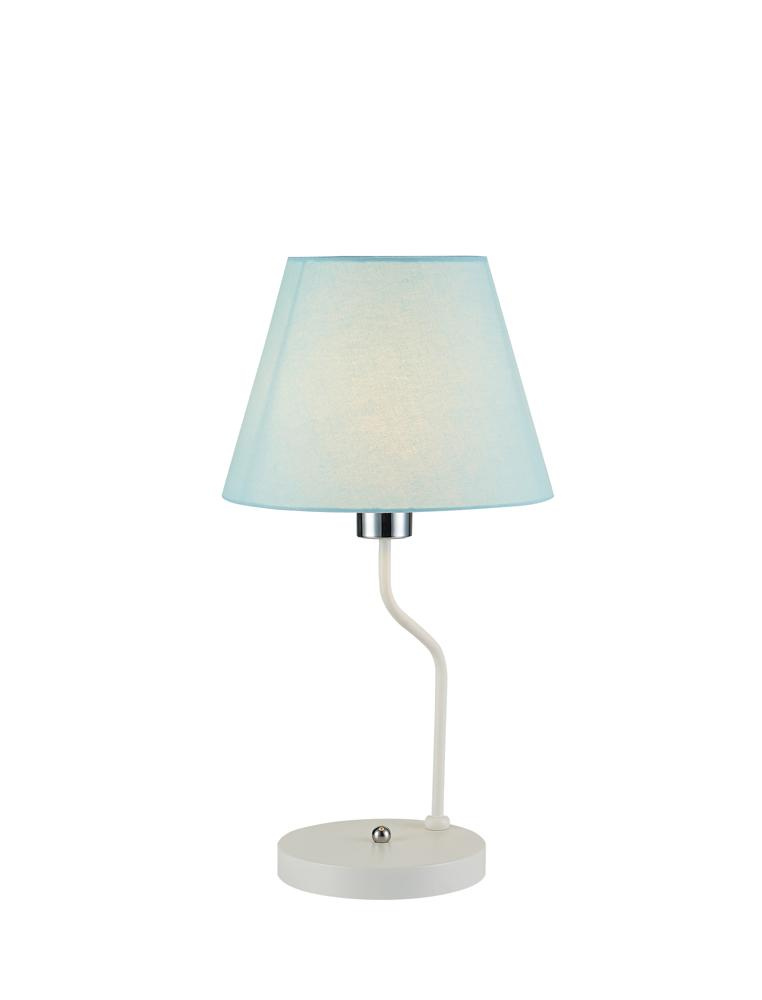 Lampka nocna York niebieski klosz klasyczna E14 biała podstawa