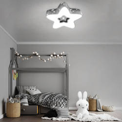 Lampa sufitowa LED dziecięca szara gwiazdka 28W + pilot