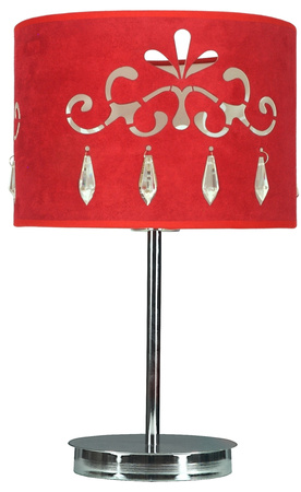 Lampka nocna Decor czerwona metalowa z abażurem na stolik nocny
