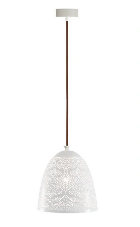Lampa wisząca Bene metalowa ażurowa biała pojedyncza do salonu E27