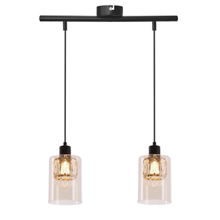 Lampa wisząca Ducato podwójna z kloszem szklana bursztynowa do jadalni