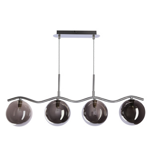 Lampa wisząca Lumos kula 4-płomienna szklane klosze grafitowe chrom do salonu nad stół