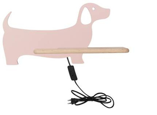 Kinkiet Dog półka LED do pokoju dziecięcego różowy piesek z kablem