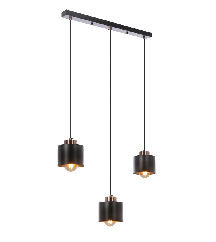 Lampa wisząca czarna 3xE27 Olena aranżacja