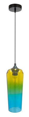 Lampa wisząca Eol szklana nad stół do salonu pojedyncza 1xE27 żółto-zielona