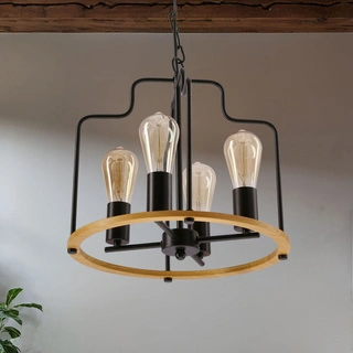 Lampa wisząca Datus do salonu loftowa czarna 4-płomienna E27 metalowa