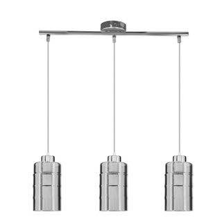 Lampa wisząca Metz potrójna szklana z kloszem dymionym do jadalni E27