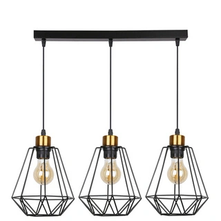 Lampa wisząca Primo potrójna na listwie czarno-złota do jadalni E27 metal