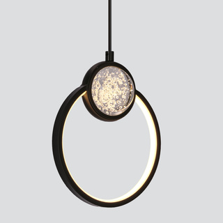 Lampa wisząca Lacrima czarna okrągła 20 cm LED 15W ciepła do salonu