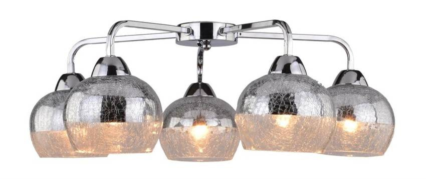 Lampa sufitowa Cromina listwa ze szklanymi kloszami 5-punktowa do salonu