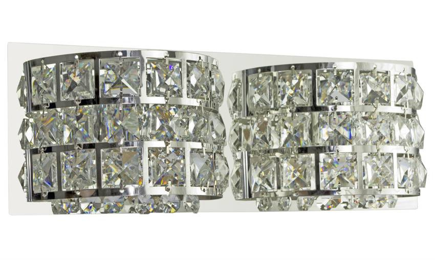 Kinkiet Saturn chromowy kryształowy podwójny do salonu 2xG9 Candellux