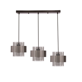 Lampa wisząca Spiega nad wyspę kuchenną potrójna szklane klosze dymione do jadalni E27