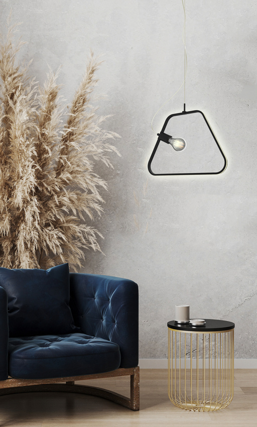 Lampa wisząca Ikaria czarna trapezowa LED do salonu nad stół 2-punktowa