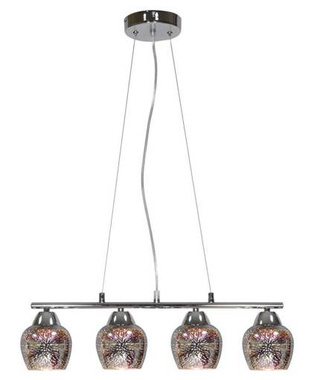 Lampa wisząca Sirius szklane klosze 3D chrom nad stół 4-płomienna regulowana