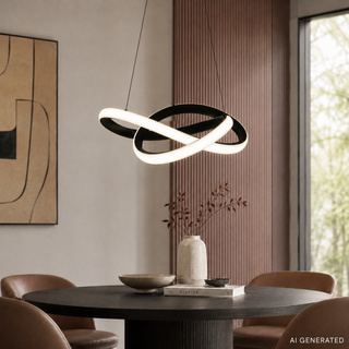 Lampa wisząca Splot czarna LED do salonu pojedyncza 28W barwa zmienna