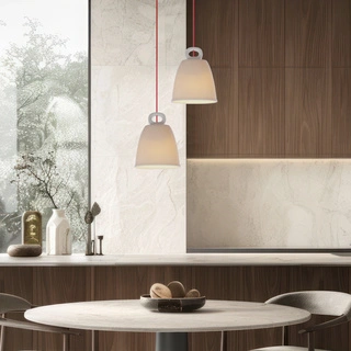 Lampa wisząca SEWILLA biała - z ceramicznym kloszem - skandynawska lampa do kuchni i jadalni