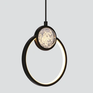 Lampa wisząca Lacrima czarna okrągła 20 cm LED 15W ciepła do salonu