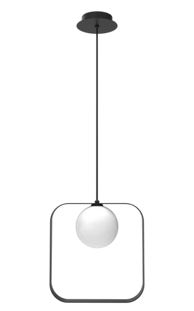 Lampa wisząca Tula kula w czarnej kwadratowej ramie do salonu 1xG9 metal