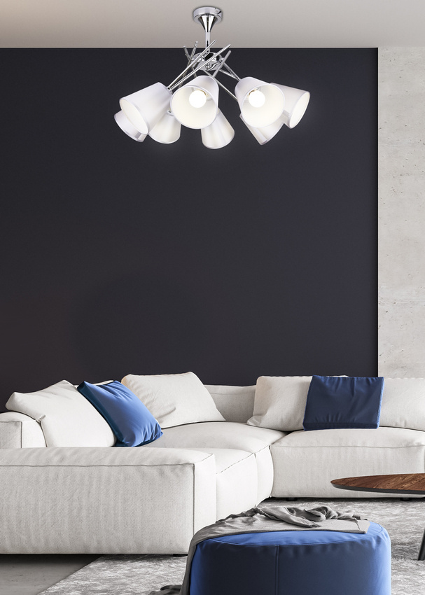 Lampa sufitowa Vox z abażurami regulowana 8-punktowa do salonu