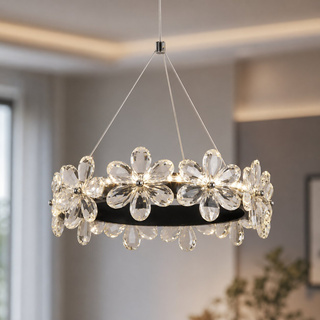 Lampa wisząca Arvin z kryształowa ze szklanymi kwiatami LED 3000K 14W do salonu