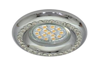 Oczko sufitowe okrągłe srebrne z kryształkami GU10 50W 230V