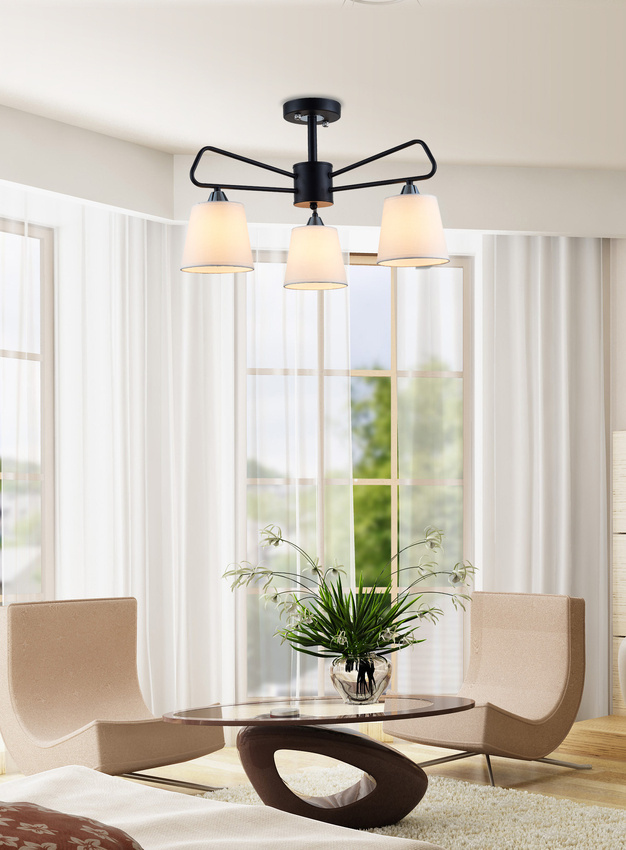 Lampa sufitowa Morley listwa z abażurami 3-punktowa do salonu