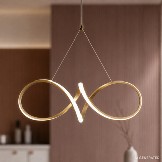 Lampa wisząca Spark złota LED 32W do salonu nowoczesna na linkach z osłonką