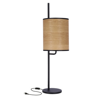 Lampka nocna Zeta czarna z abażurem orzechowym 1xE27