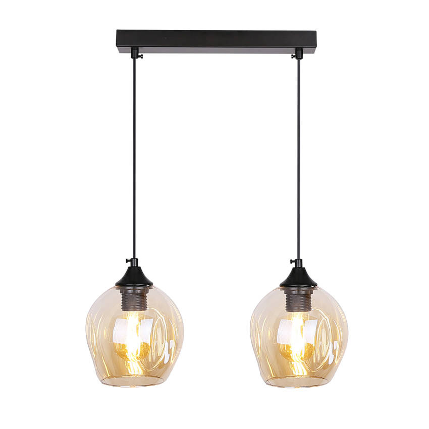 Lampa wisząca Aspa szklana podwójna do jadalni nad stół E27 czarno brązowa