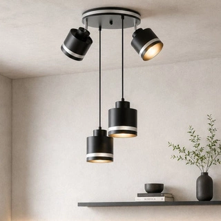 Lampa wisząca Wama czarna chrom 4-płomienna do kuchni i jadalni E27