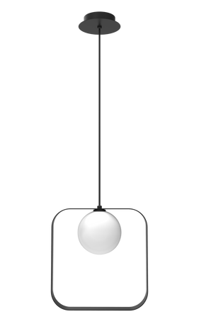 Lampa wisząca Tula kula w czarnej kwadratowej ramie do salonu 1xG9 metal