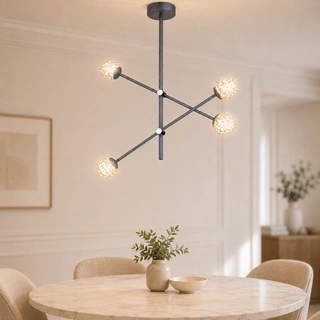 Lampa wisząca Apeti Paksos szara 4-płomienna kula do salonu G9 metal