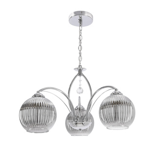 Lampa wisząca Sierra szklane klosze kula chromowa potrójna do salonu E27