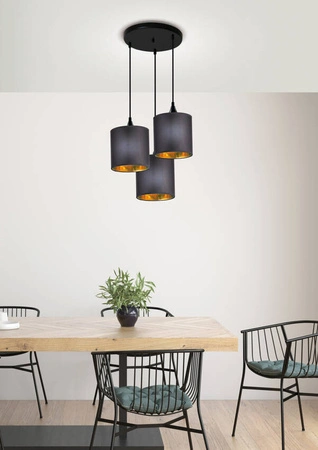 Lampa wisząca z abażurami Long nowoczesna potrójna czarna do salonu