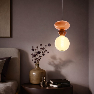 Lampa wisząca Flores ceramiczna pomarańczowy i brązowy klosz 10W LED 3000K designerska