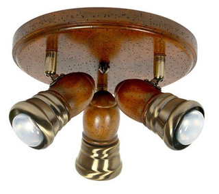 Lampa sufitowa Parteo okrągła 3-punktowa drewniana do salonu