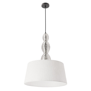 Lampa wisząca z abażurem Rakli srebrna biała nowoczesna do salonu sypialni