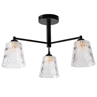 Lampa wisząca Kair potrójna z kloszem do salonu czarna metalowa E27