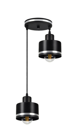 Lampa wisząca Wama czarna chrom podwójna do kuchni nad stół 2xE27 metal