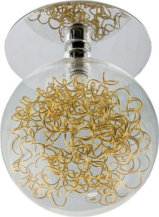 Oprawa stropowa okrągła szklana chrom złote zdobienie